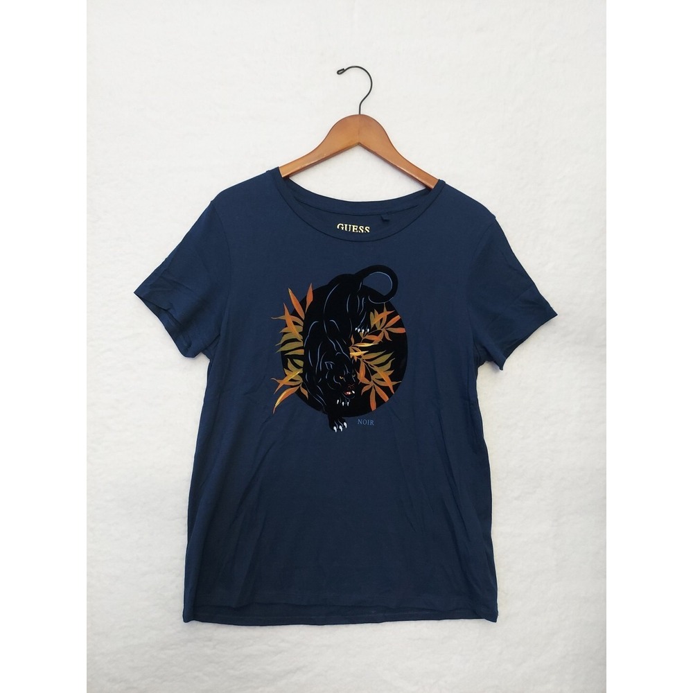 Womens Guess Black Panther Noir Blue Shirt Medium